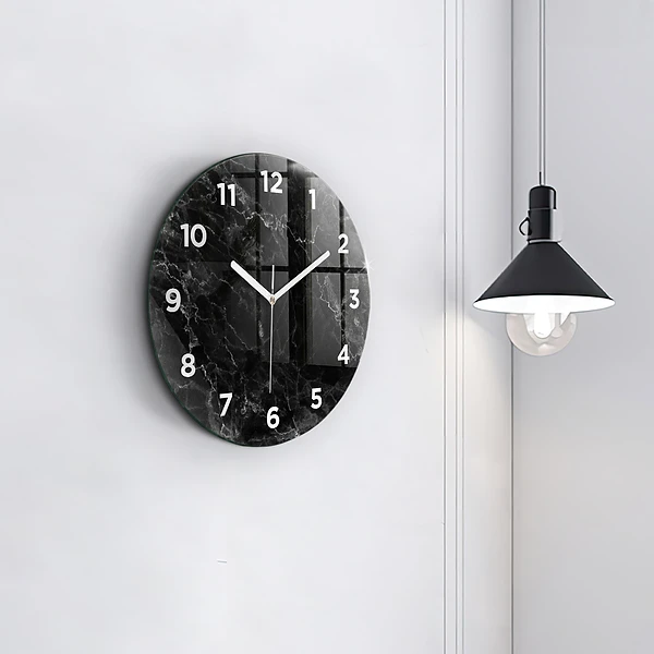 Wanduhr rund Dunkler Marmor