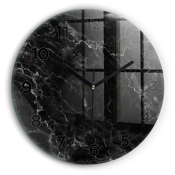 Wanduhr rund Dunkler Marmor