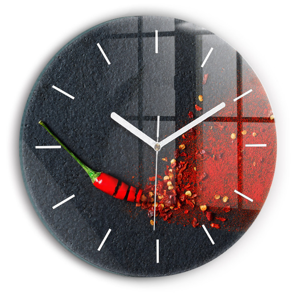 Wanduhr rund Roter Pfeffer als Gewürz