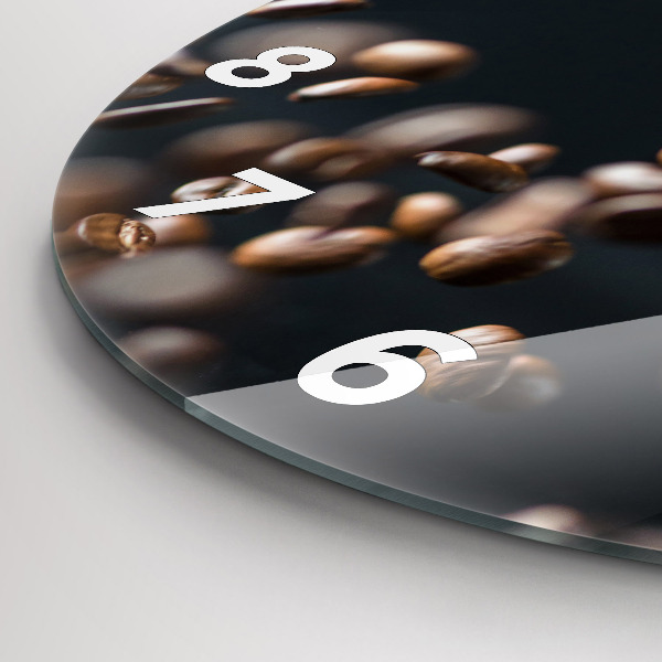 Wanduhr glas rund Kaffeebohnen