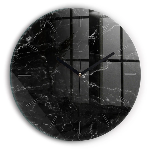 Wanduhr rund mit motiv Schwarze Murmel