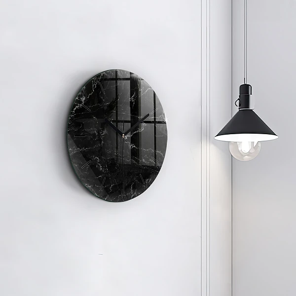 Wanduhr rund mit motiv Schwarze Murmel