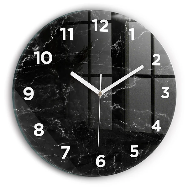 Wanduhr rund mit motiv Schwarze Murmel
