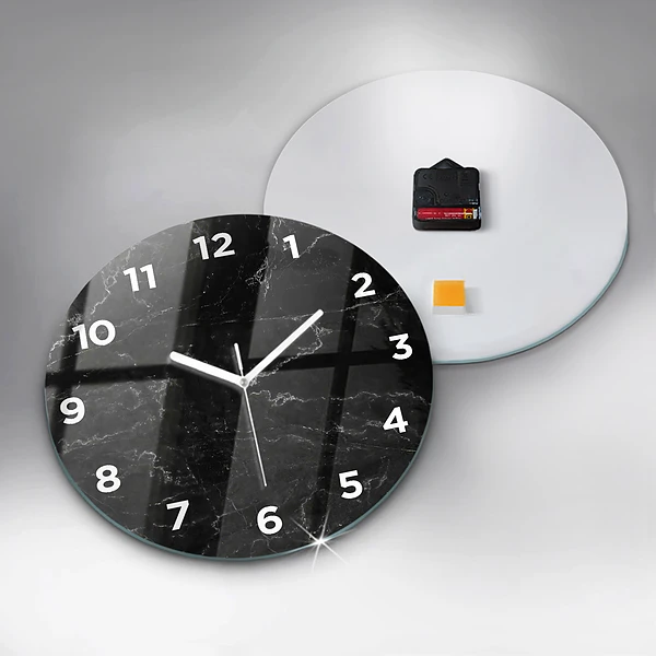 Wanduhr rund mit motiv Schwarze Murmel