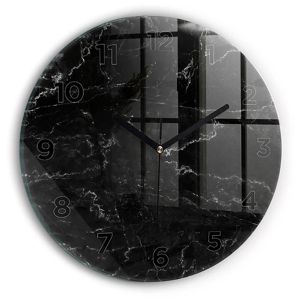 Wanduhr rund mit motiv Schwarze Murmel