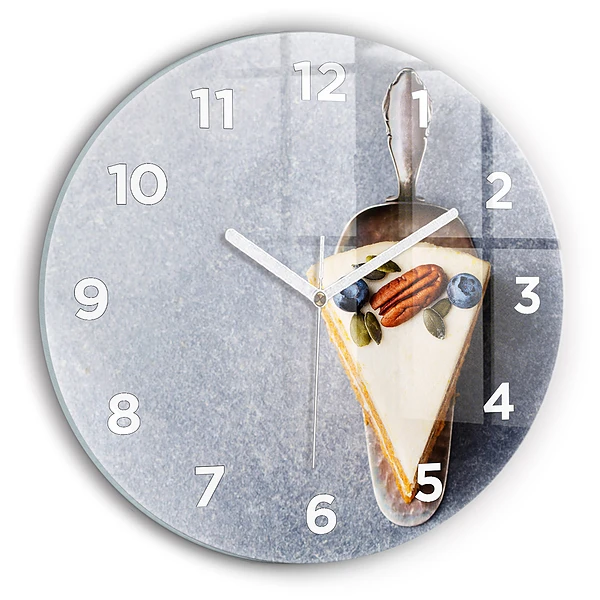 Wanduhr rund Ein Stück Kuchen