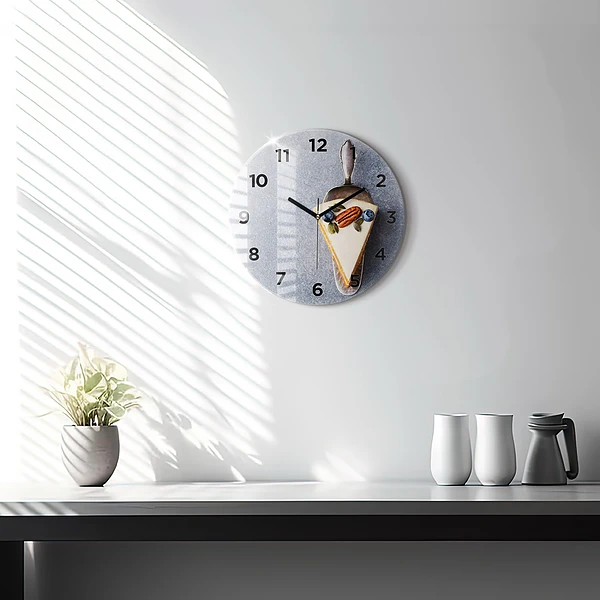 Wanduhr rund Ein Stück Kuchen