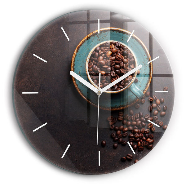 Wanduhr glas rund Tasse Kaffee
