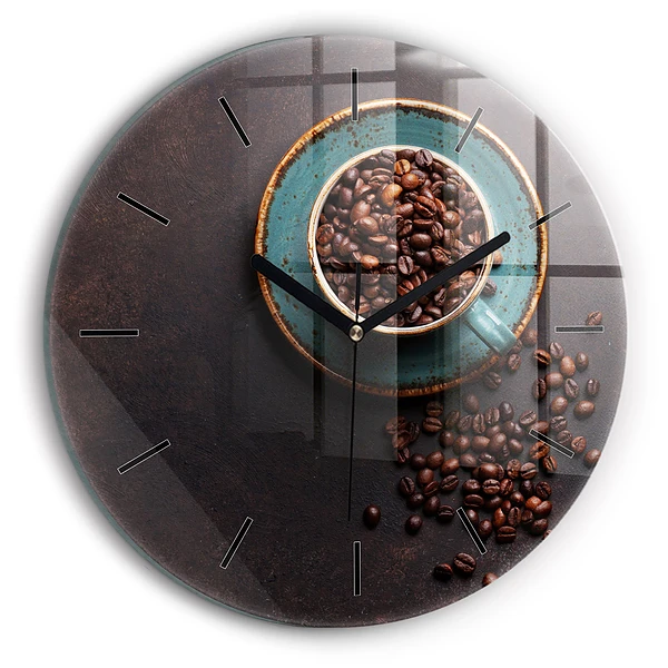 Wanduhr glas rund Tasse Kaffee