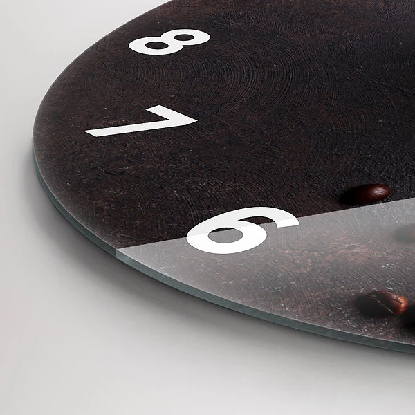 Wanduhr glas rund Tasse Kaffee