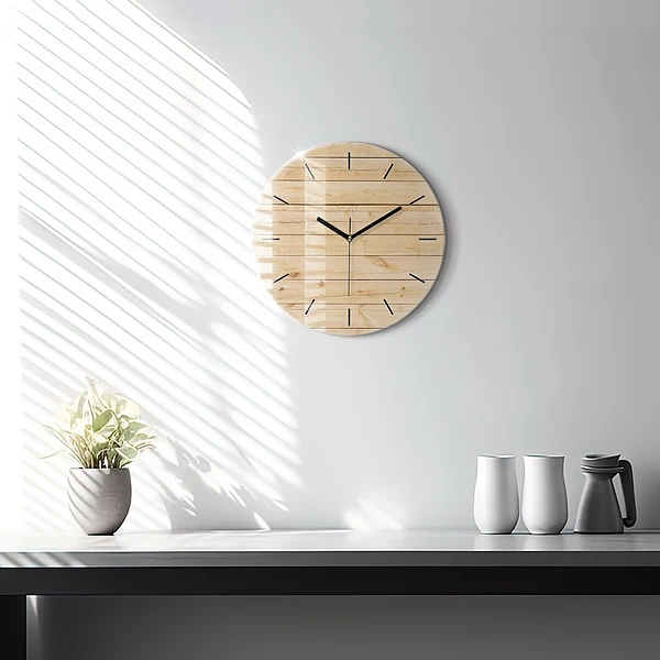 Wanduhr rund Hölzerne Bretter