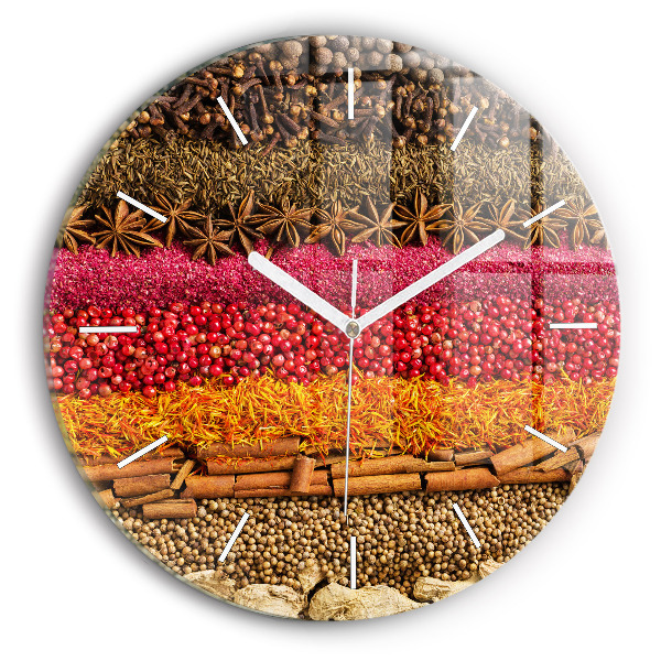 Wanduhr rund Reihen von Gewürzen
