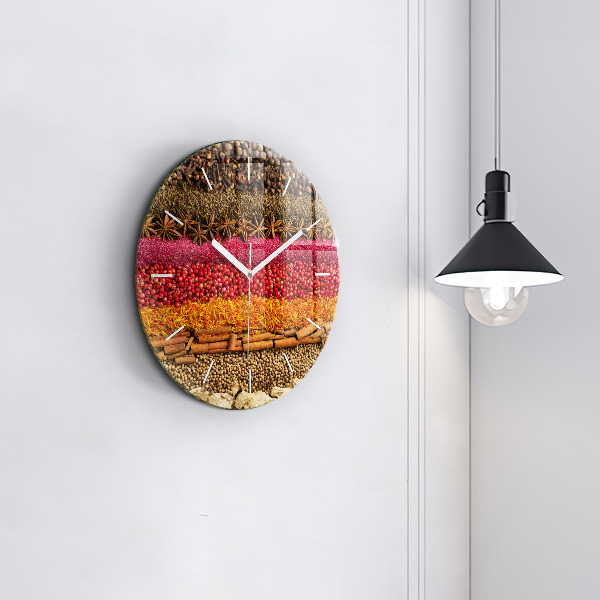 Wanduhr rund Reihen von Gewürzen