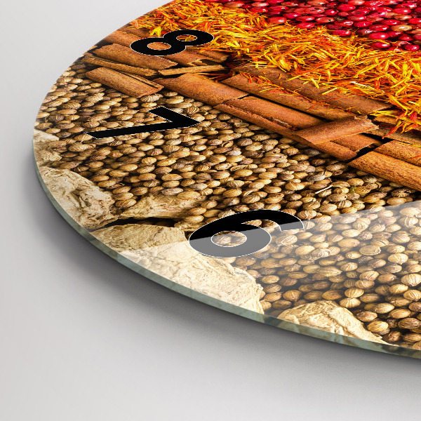 Wanduhr rund Reihen von Gewürzen