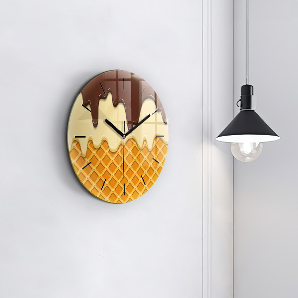 Wanduhr rund mit motiv Waffel und Eiscreme
