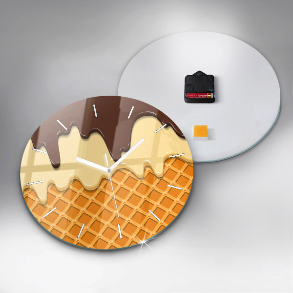 Wanduhr rund mit motiv Waffel und Eiscreme