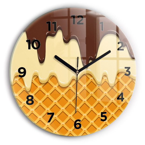 Wanduhr rund mit motiv Waffel und Eiscreme