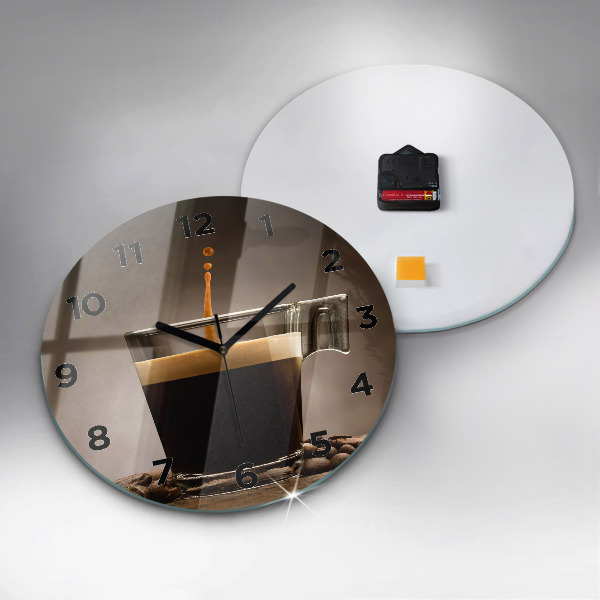 Wanduhr glas rund Becher mit Kaffee