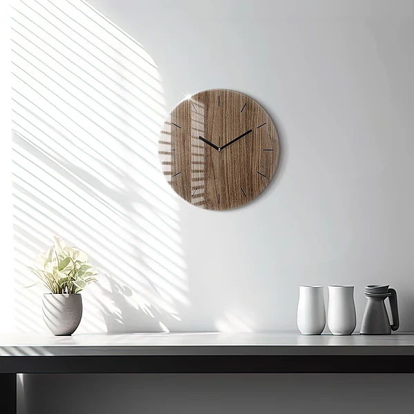 Wanduhr rund Dunkles Holz