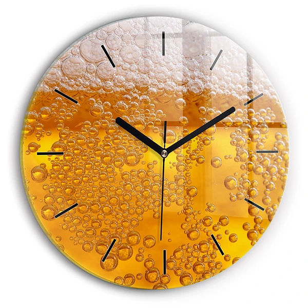 Wanduhr glas rund Bier