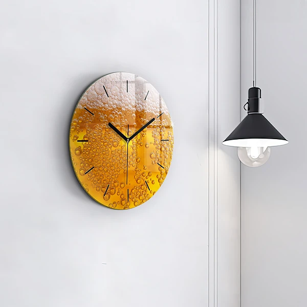 Wanduhr glas rund Bier