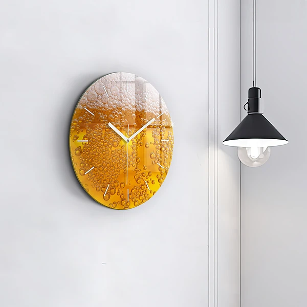 Wanduhr glas rund Bier