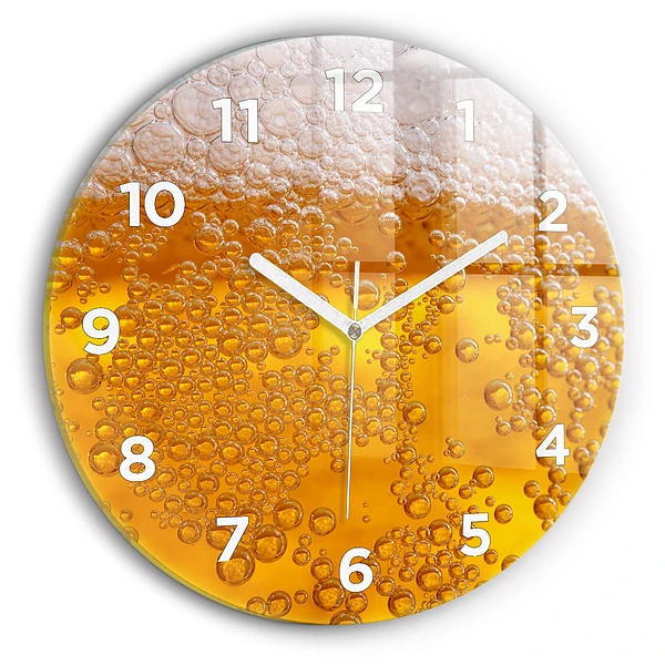 Wanduhr glas rund Bier