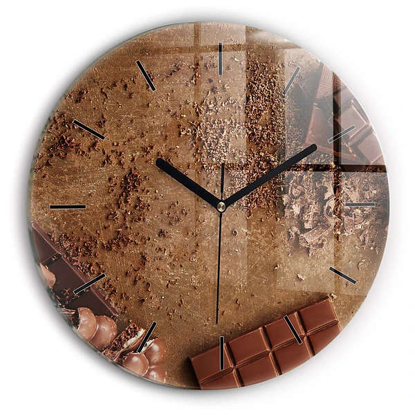 Wanduhr glas rund Schokoladentafeln