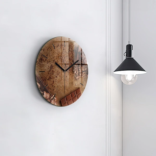 Wanduhr glas rund Schokoladentafeln