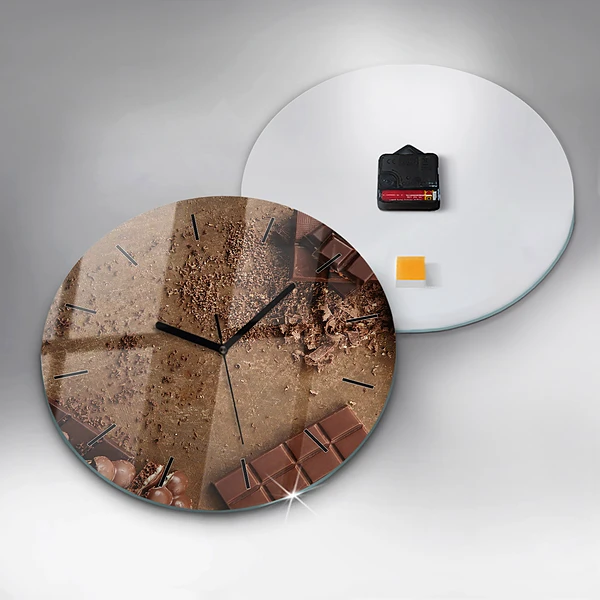 Wanduhr glas rund Schokoladentafeln
