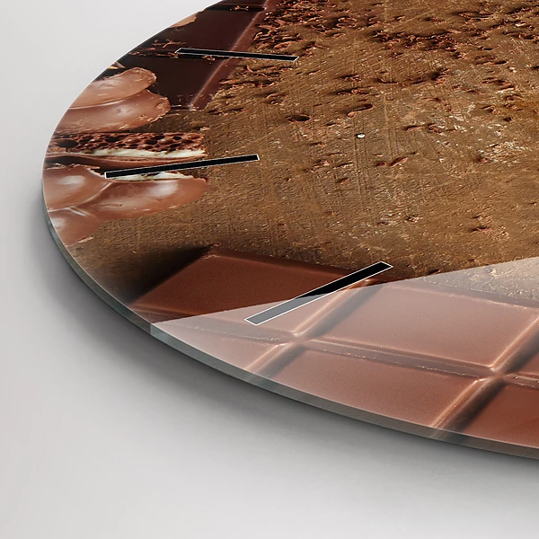 Wanduhr glas rund Schokoladentafeln