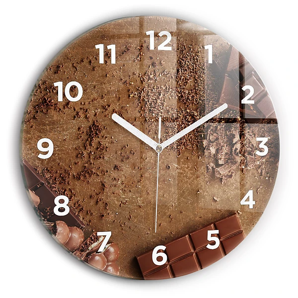 Wanduhr glas rund Schokoladentafeln