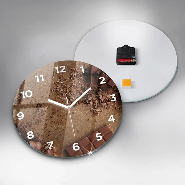 Wanduhr glas rund Schokoladentafeln