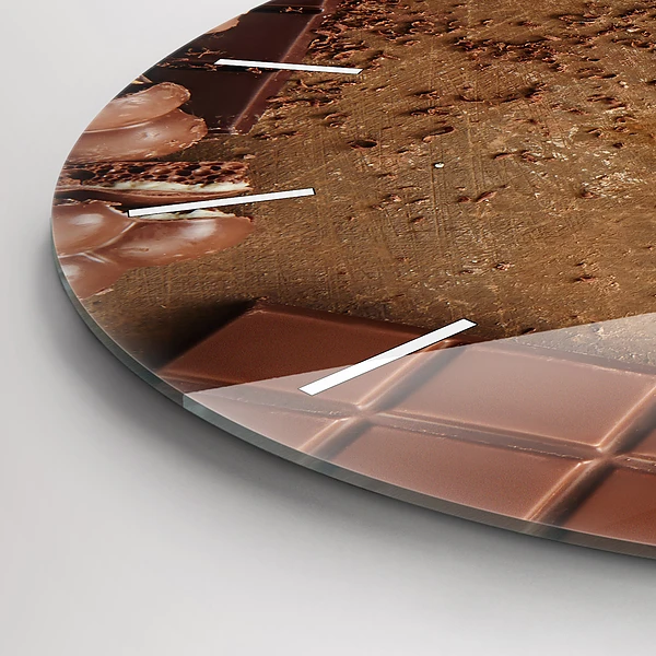 Wanduhr glas rund Schokoladentafeln