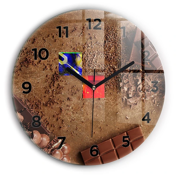 Wanduhr glas rund Schokoladentafeln