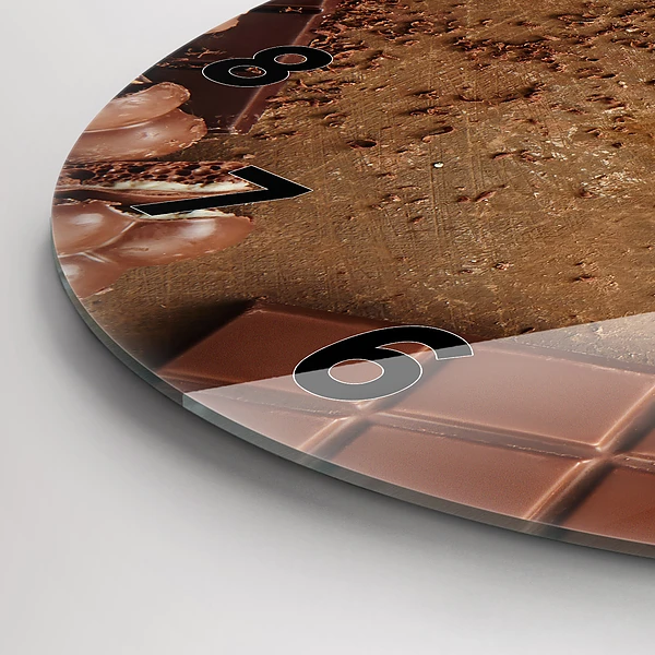 Wanduhr glas rund Schokoladentafeln