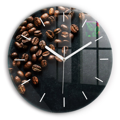 Wanduhr glas rund Kaffeebohnen
