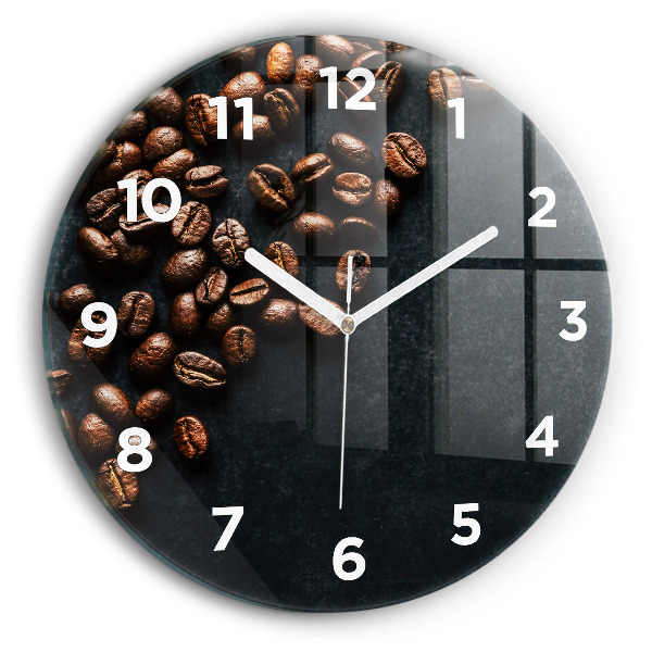 Wanduhr glas rund Kaffeebohnen