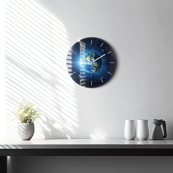 Wanduhr rund mit motiv Erde und die Galaxie - NASA