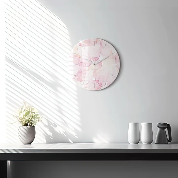 Wanduhr rund mit motiv Aquarellierte Blütenblätter