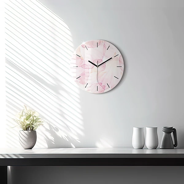 Wanduhr rund mit motiv Aquarellierte Blütenblätter