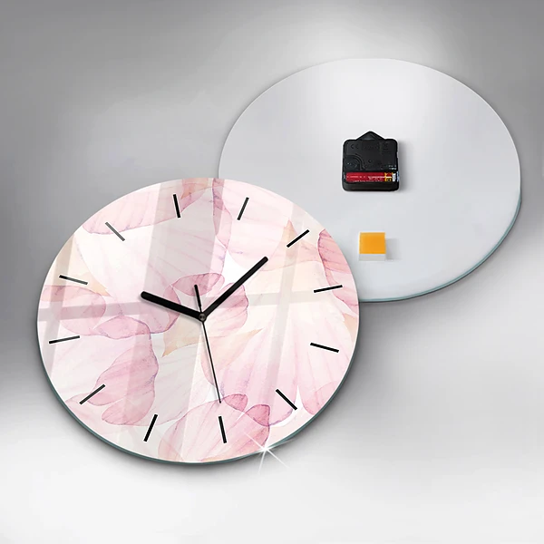 Wanduhr rund mit motiv Aquarellierte Blütenblätter