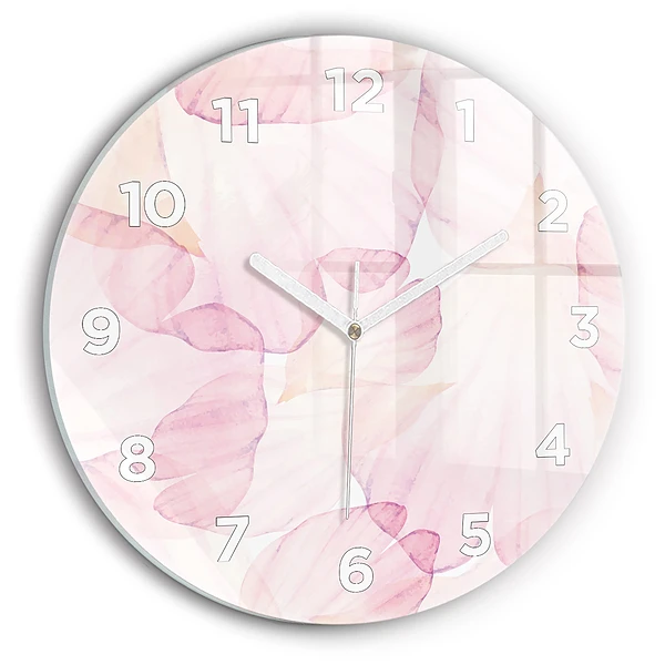 Wanduhr rund mit motiv Aquarellierte Blütenblätter