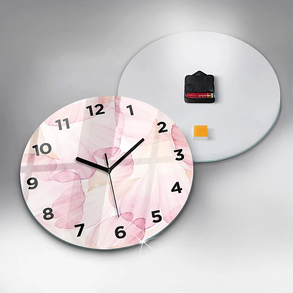 Wanduhr rund mit motiv Aquarellierte Blütenblätter