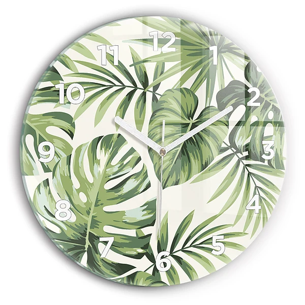 Wanduhr glas rund Tropisches Muster
