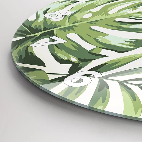 Wanduhr glas rund Tropisches Muster