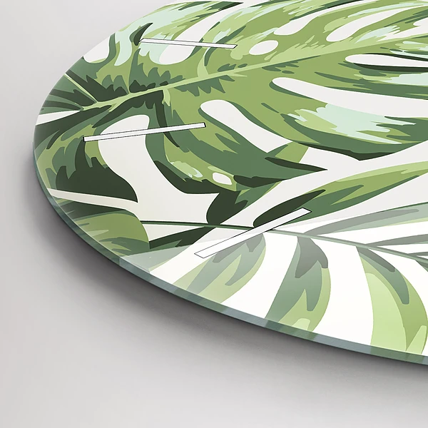 Wanduhr glas rund Tropisches Muster
