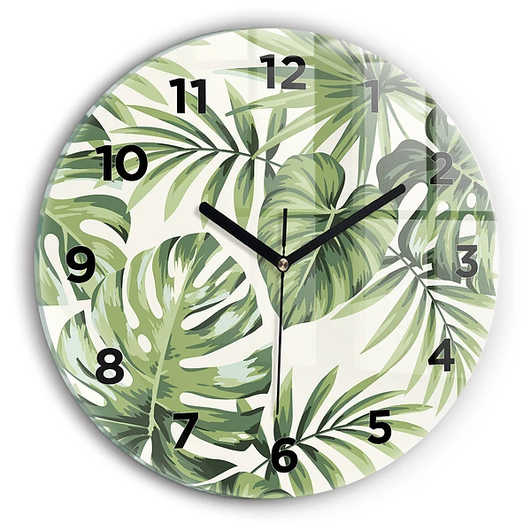 Wanduhr glas rund Tropisches Muster