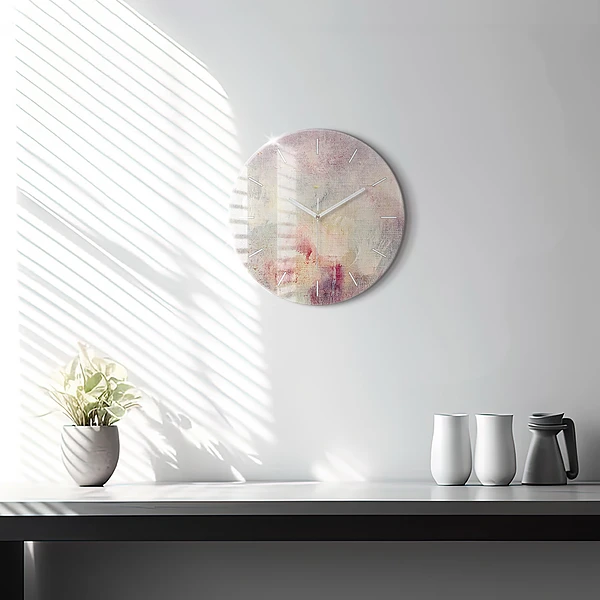 Wanduhr glas rund Gemalte Abstraktion