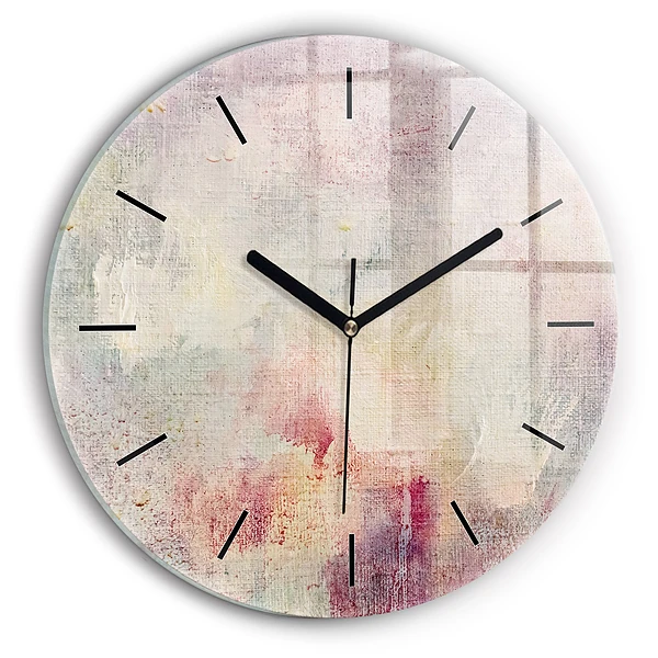 Wanduhr glas rund Gemalte Abstraktion